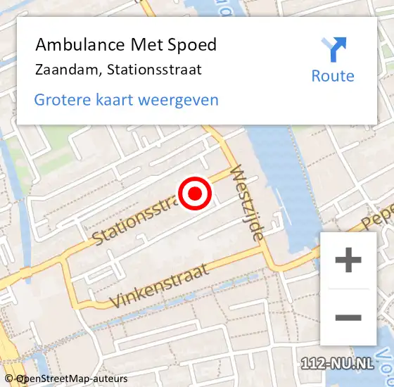 Locatie op kaart van de 112 melding: Ambulance Met Spoed Naar Zaandam, Stationsstraat op 8 mei 2024 18:24
