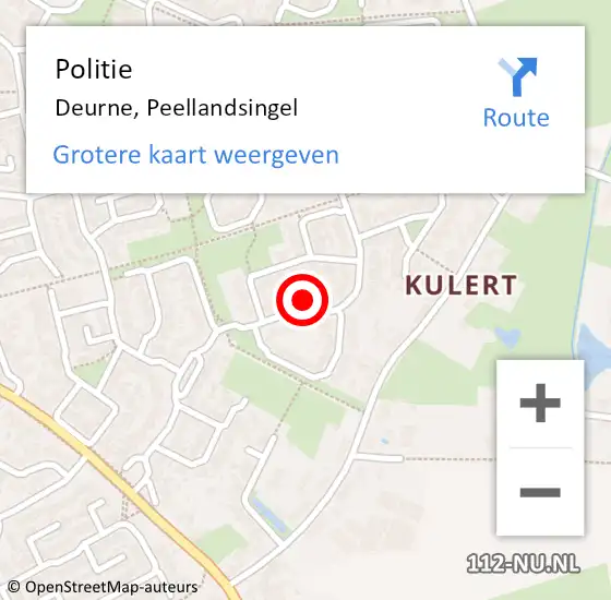Locatie op kaart van de 112 melding: Politie Deurne, Peellandsingel op 8 mei 2024 18:35