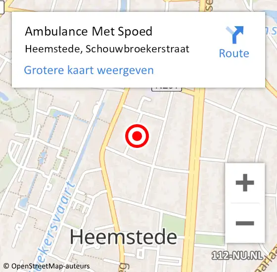 Locatie op kaart van de 112 melding: Ambulance Met Spoed Naar Heemstede, Schouwbroekerstraat op 8 mei 2024 18:44