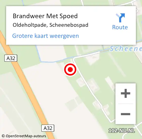 Locatie op kaart van de 112 melding: Brandweer Met Spoed Naar Oldeholtpade, Scheenebospad op 8 mei 2024 18:53