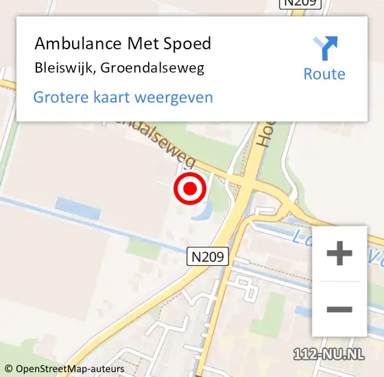 Locatie op kaart van de 112 melding: Ambulance Met Spoed Naar Bleiswijk, Groendalseweg op 8 mei 2024 19:14