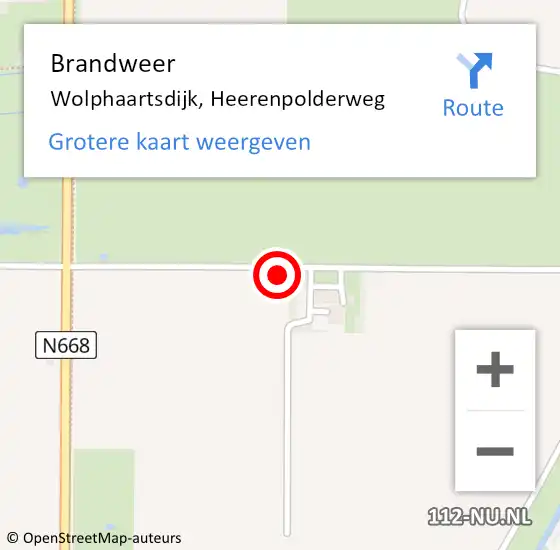 Locatie op kaart van de 112 melding: Brandweer Wolphaartsdijk, Heerenpolderweg op 8 mei 2024 19:30