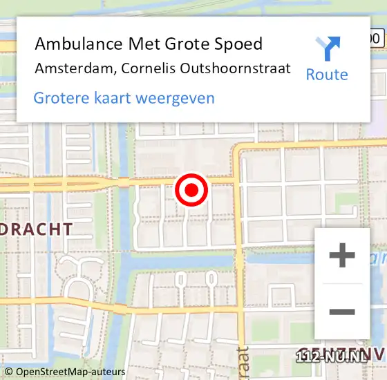 Locatie op kaart van de 112 melding: Ambulance Met Grote Spoed Naar Amsterdam, Cornelis Outshoornstraat op 8 mei 2024 19:38