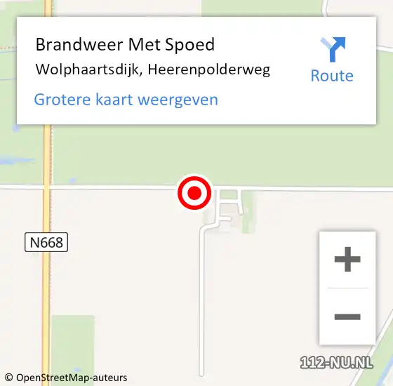 Locatie op kaart van de 112 melding: Brandweer Met Spoed Naar Wolphaartsdijk, Heerenpolderweg op 8 mei 2024 19:39