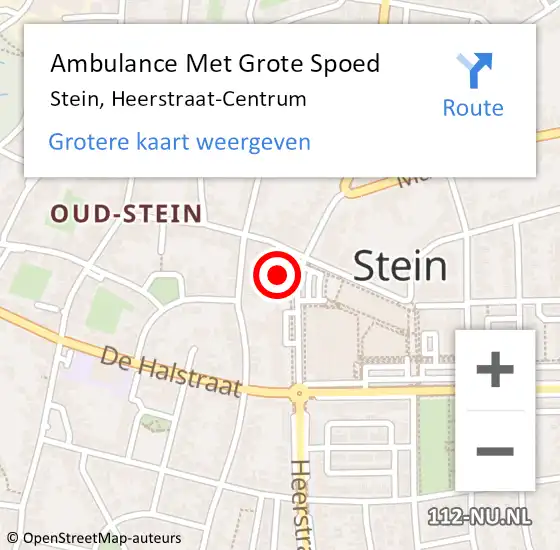 Locatie op kaart van de 112 melding: Ambulance Met Grote Spoed Naar Stein, Heerstraat-Centrum op 5 oktober 2014 06:13