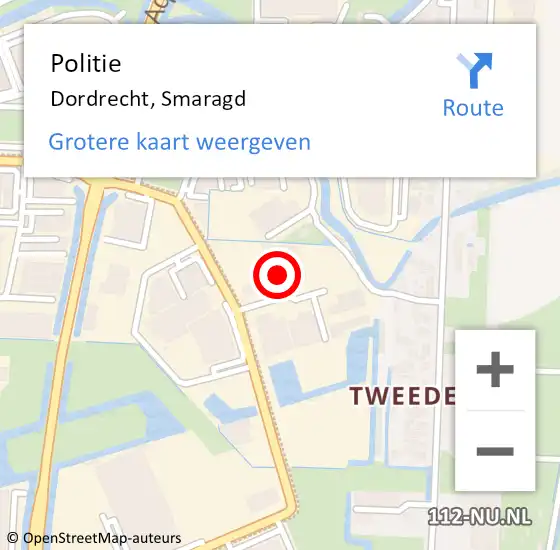 Locatie op kaart van de 112 melding: Politie Dordrecht, Smaragd op 8 mei 2024 19:45