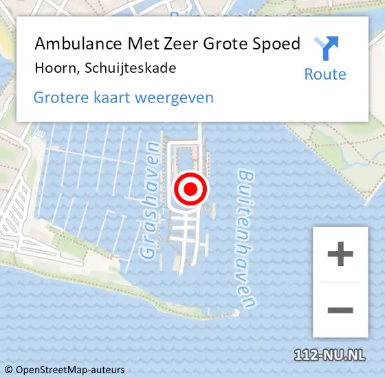 Locatie op kaart van de 112 melding: Ambulance Met Zeer Grote Spoed Naar Hoorn, Schuijteskade op 8 mei 2024 20:07