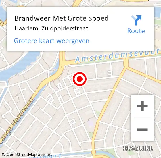 Locatie op kaart van de 112 melding: Brandweer Met Grote Spoed Naar Haarlem, Zuidpolderstraat op 8 mei 2024 20:21