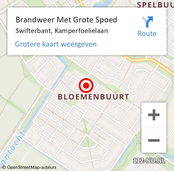 Locatie op kaart van de 112 melding: Brandweer Met Grote Spoed Naar Swifterbant, Kamperfoelielaan op 8 mei 2024 20:47