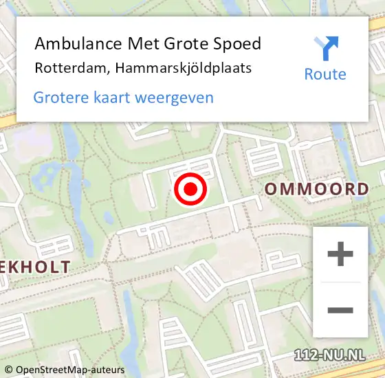 Locatie op kaart van de 112 melding: Ambulance Met Grote Spoed Naar Rotterdam, Hammarskjöldplaats op 8 mei 2024 20:47