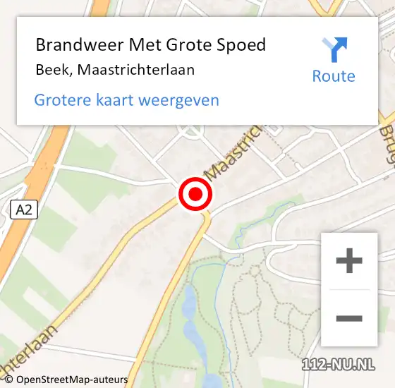 Locatie op kaart van de 112 melding: Brandweer Met Grote Spoed Naar Beek, Maastrichterlaan op 8 mei 2024 20:56