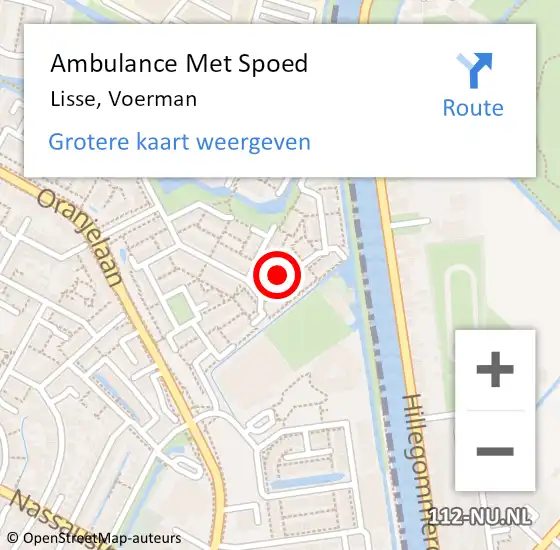 Locatie op kaart van de 112 melding: Ambulance Met Spoed Naar Lisse, Voerman op 8 mei 2024 21:00