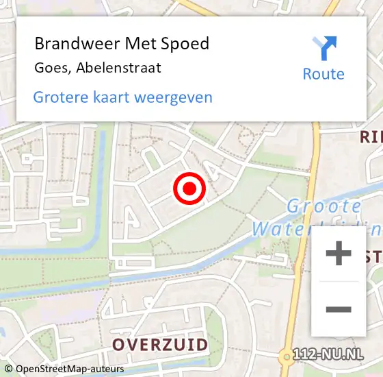Locatie op kaart van de 112 melding: Brandweer Met Spoed Naar Goes, Abelenstraat op 8 mei 2024 21:00