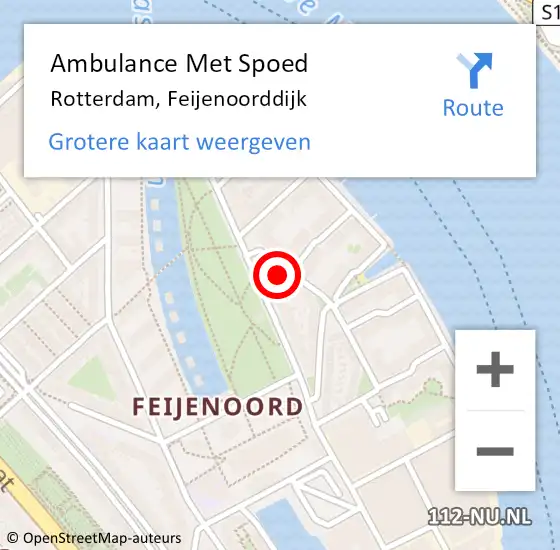 Locatie op kaart van de 112 melding: Ambulance Met Spoed Naar Rotterdam, Feijenoorddijk op 8 mei 2024 21:04