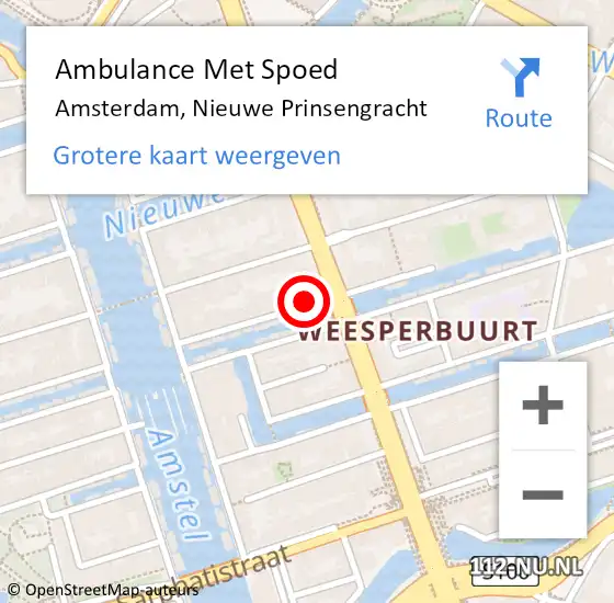 Locatie op kaart van de 112 melding: Ambulance Met Spoed Naar Amsterdam, Nieuwe Prinsengracht op 8 mei 2024 21:05