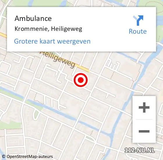 Locatie op kaart van de 112 melding: Ambulance Krommenie, Heiligeweg op 8 mei 2024 21:08