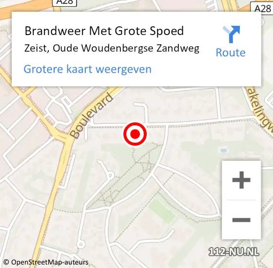 Locatie op kaart van de 112 melding: Brandweer Met Grote Spoed Naar Zeist, Oude Woudenbergse Zandweg op 8 mei 2024 21:15