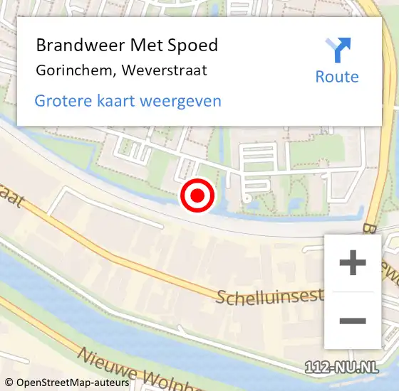 Locatie op kaart van de 112 melding: Brandweer Met Spoed Naar Gorinchem, Weverstraat op 8 mei 2024 21:48