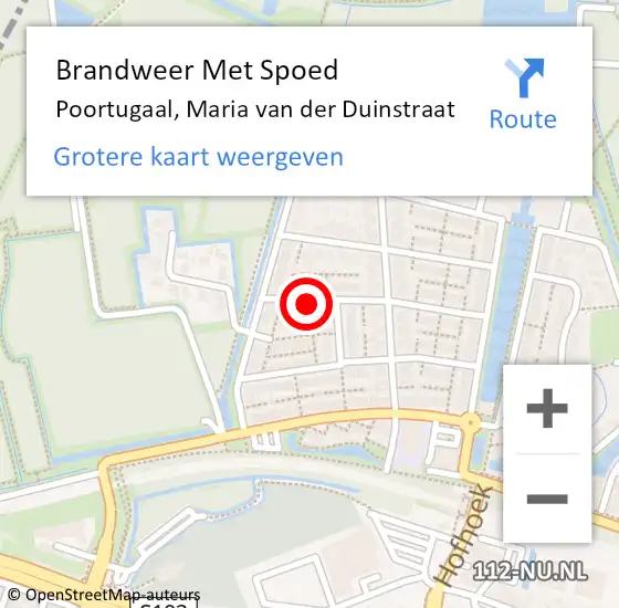 Locatie op kaart van de 112 melding: Brandweer Met Spoed Naar Poortugaal, Maria van der Duinstraat op 8 mei 2024 21:51