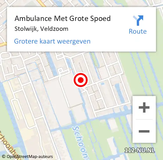 Locatie op kaart van de 112 melding: Ambulance Met Grote Spoed Naar Stolwijk, Veldzoom op 8 mei 2024 21:58