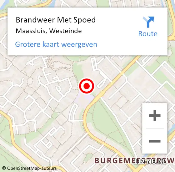 Locatie op kaart van de 112 melding: Brandweer Met Spoed Naar Maassluis, Westeinde op 8 mei 2024 21:58