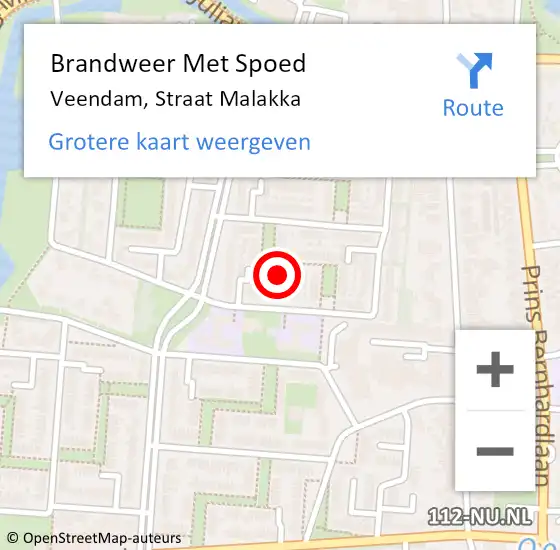 Locatie op kaart van de 112 melding: Brandweer Met Spoed Naar Veendam, Straat Malakka op 8 mei 2024 22:06