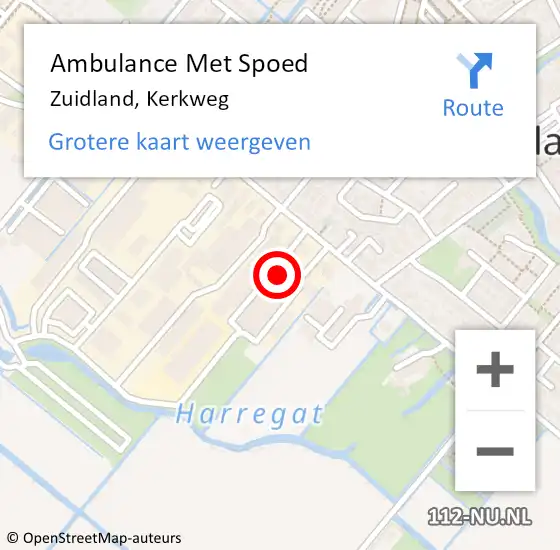 Locatie op kaart van de 112 melding: Ambulance Met Spoed Naar Zuidland, Kerkweg op 8 mei 2024 22:47