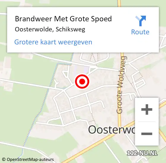 Locatie op kaart van de 112 melding: Brandweer Met Grote Spoed Naar Oosterwolde, Schiksweg op 8 mei 2024 23:06