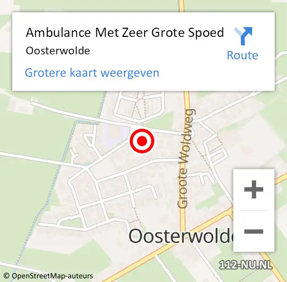 Locatie op kaart van de 112 melding: Ambulance Met Zeer Grote Spoed Naar Oosterwolde op 8 mei 2024 23:08