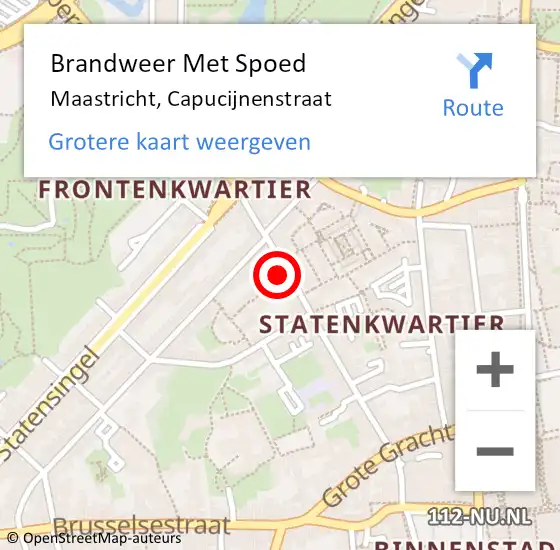 Locatie op kaart van de 112 melding: Brandweer Met Spoed Naar Maastricht, Capucijnenstraat op 8 mei 2024 23:27