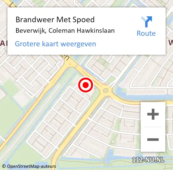 Locatie op kaart van de 112 melding: Brandweer Met Spoed Naar Beverwijk, Coleman Hawkinslaan op 8 mei 2024 23:29