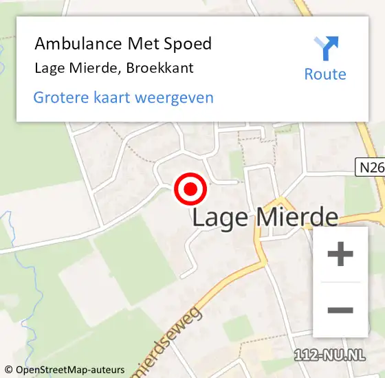 Locatie op kaart van de 112 melding: Ambulance Met Spoed Naar Lage Mierde, Broekkant op 5 oktober 2014 07:06