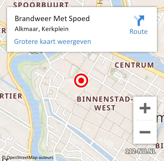 Locatie op kaart van de 112 melding: Brandweer Met Spoed Naar Alkmaar, Kerkplein op 9 mei 2024 00:59