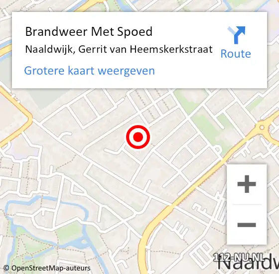 Locatie op kaart van de 112 melding: Brandweer Met Spoed Naar Naaldwijk, Gerrit van Heemskerkstraat op 9 mei 2024 01:00