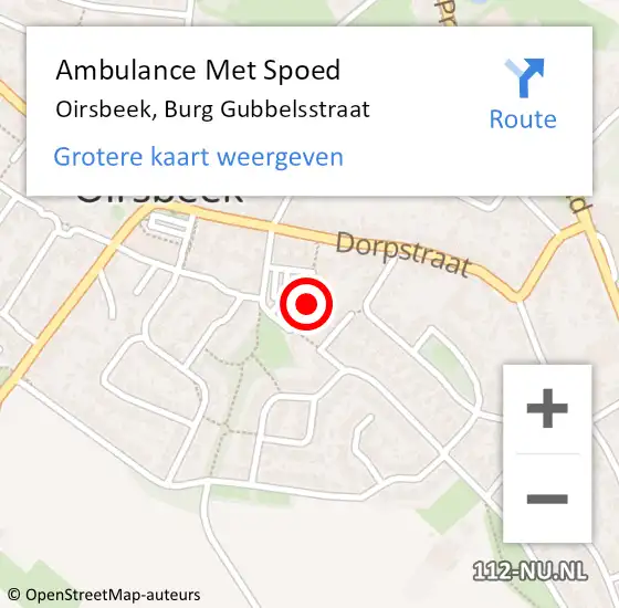 Locatie op kaart van de 112 melding: Ambulance Met Spoed Naar Oirsbeek, Burg Gubbelsstraat op 5 oktober 2014 07:16