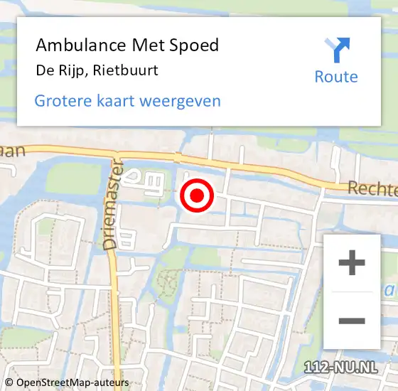 Locatie op kaart van de 112 melding: Ambulance Met Spoed Naar De Rijp, Rietbuurt op 9 mei 2024 01:37