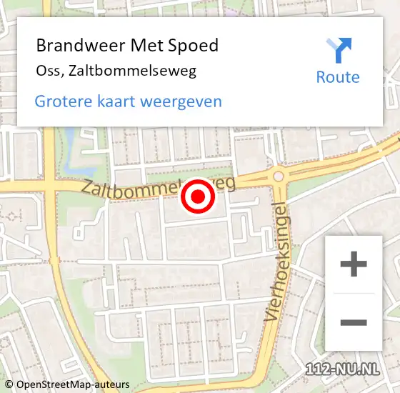 Locatie op kaart van de 112 melding: Brandweer Met Spoed Naar Oss, Zaltbommelseweg op 9 mei 2024 01:45