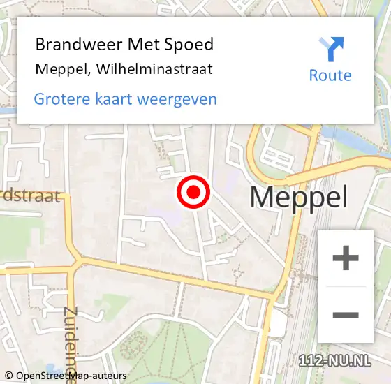 Locatie op kaart van de 112 melding: Brandweer Met Spoed Naar Meppel, Wilhelminastraat op 9 mei 2024 02:04