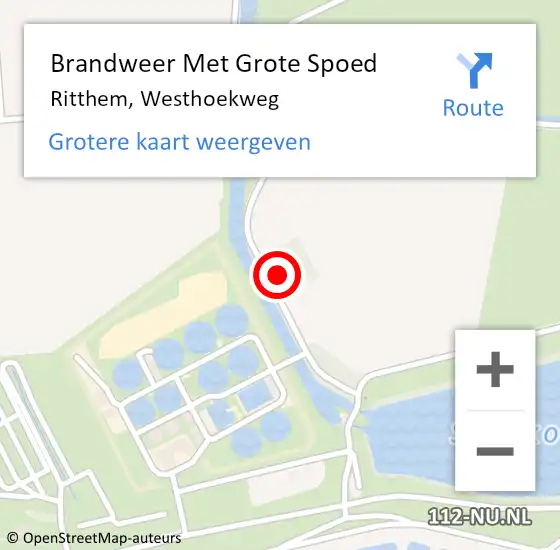 Locatie op kaart van de 112 melding: Brandweer Met Grote Spoed Naar Ritthem, Westhoekweg op 9 mei 2024 02:30