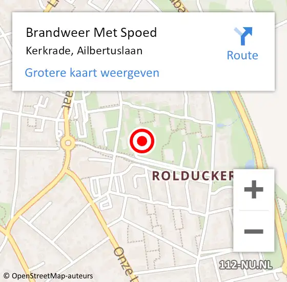 Locatie op kaart van de 112 melding: Brandweer Met Spoed Naar Kerkrade, Ailbertuslaan op 9 mei 2024 02:31