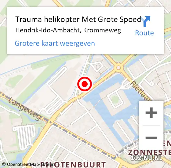 Locatie op kaart van de 112 melding: Trauma helikopter Met Grote Spoed Naar Hendrik-Ido-Ambacht, Krommeweg op 9 mei 2024 02:49