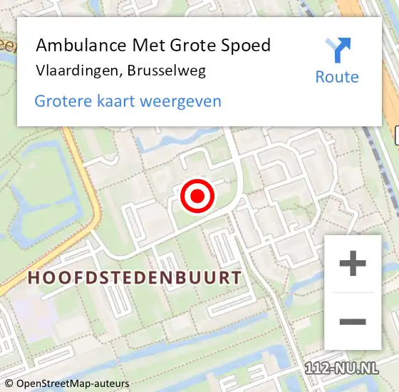 Locatie op kaart van de 112 melding: Ambulance Met Grote Spoed Naar Vlaardingen, Brusselweg op 9 mei 2024 03:13