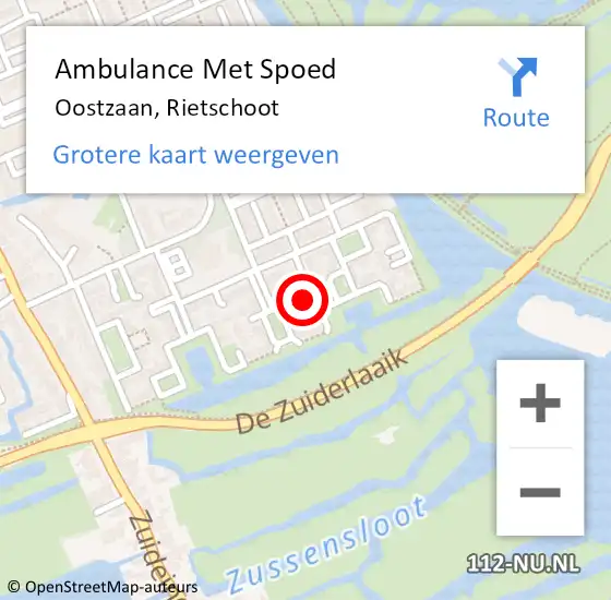Locatie op kaart van de 112 melding: Ambulance Met Spoed Naar Oostzaan, Rietschoot op 9 mei 2024 03:51