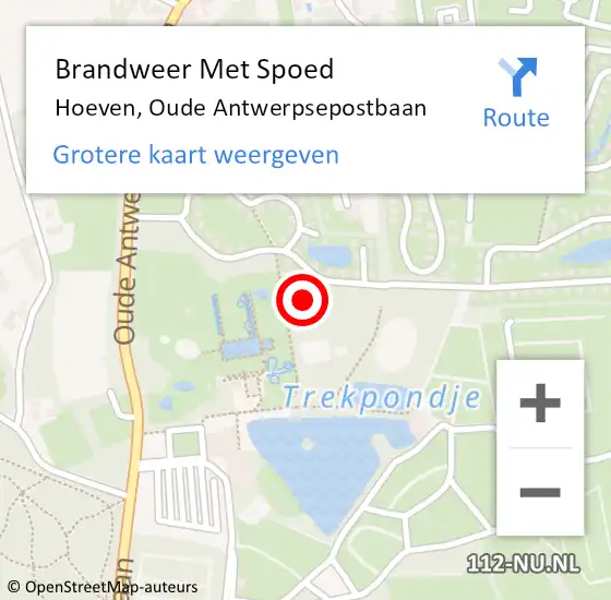 Locatie op kaart van de 112 melding: Brandweer Met Spoed Naar Hoeven, Oude Antwerpsepostbaan op 5 oktober 2014 07:41