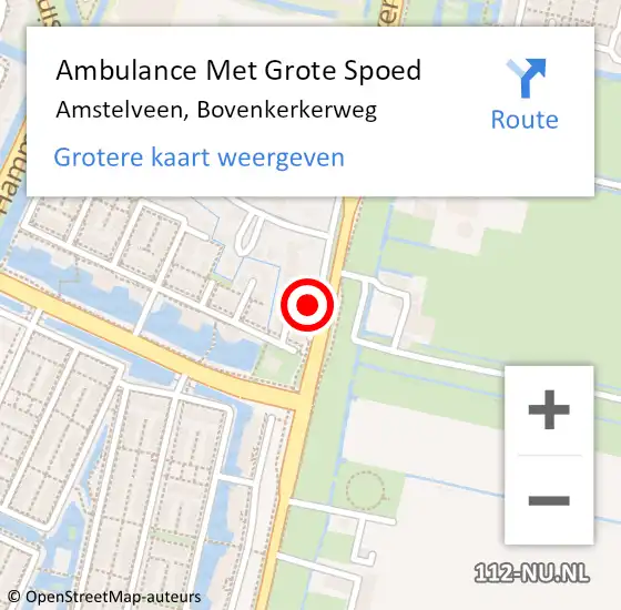 Locatie op kaart van de 112 melding: Ambulance Met Grote Spoed Naar Amstelveen, Bovenkerkerweg op 9 mei 2024 05:43