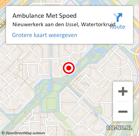 Locatie op kaart van de 112 melding: Ambulance Met Spoed Naar Nieuwerkerk aan den IJssel, Watertorkruid op 9 mei 2024 06:07