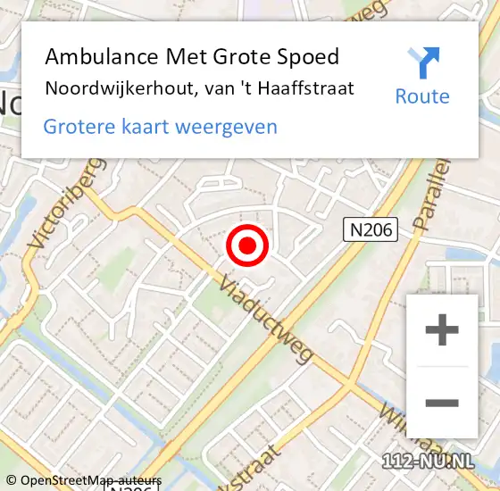 Locatie op kaart van de 112 melding: Ambulance Met Grote Spoed Naar Noordwijkerhout, van 't Haaffstraat op 9 mei 2024 07:13