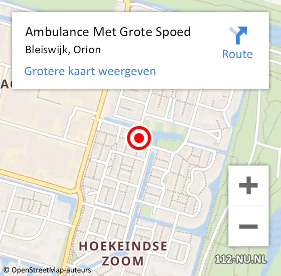 Locatie op kaart van de 112 melding: Ambulance Met Grote Spoed Naar Bleiswijk, Orion op 9 mei 2024 08:04