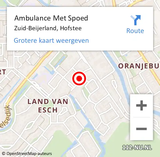 Locatie op kaart van de 112 melding: Ambulance Met Spoed Naar Zuid-Beijerland, Hofstee op 9 mei 2024 08:12