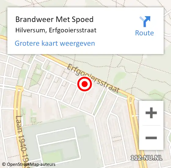 Locatie op kaart van de 112 melding: Brandweer Met Spoed Naar Hilversum, Erfgooiersstraat op 9 mei 2024 08:29